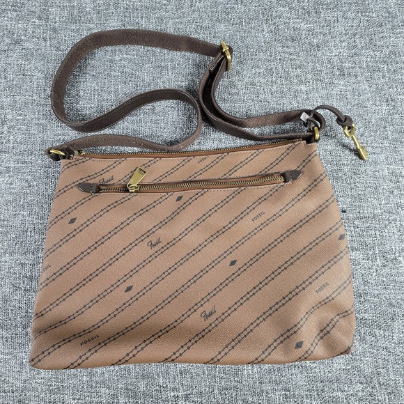 Fossil Women's Kinley Crossbody Bag ZB1643 Two Tone Brown Diagonal - Picture 2 of 15